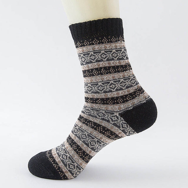 10 Pairs Thick Rabbit Wool National Wind Square Tube Socks for Men