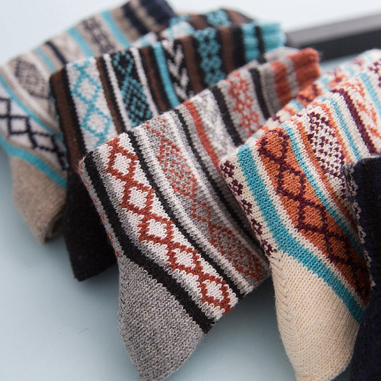 10 Pairs Thick Rabbit Wool National Wind Square Tube Socks for Men