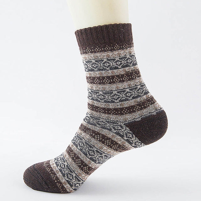 10 Pairs Thick Rabbit Wool National Wind Square Tube Socks for Men