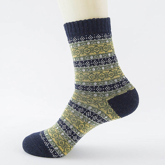 10 Pairs Thick Rabbit Wool National Wind Square Tube Socks for Men