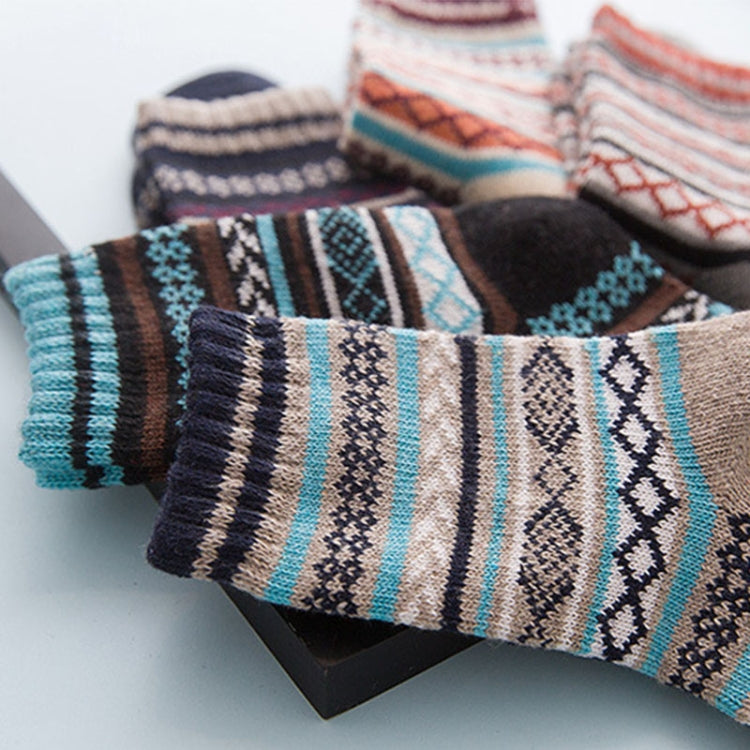 10 Pairs Thick Rabbit Wool National Wind Square Tube Socks for Men