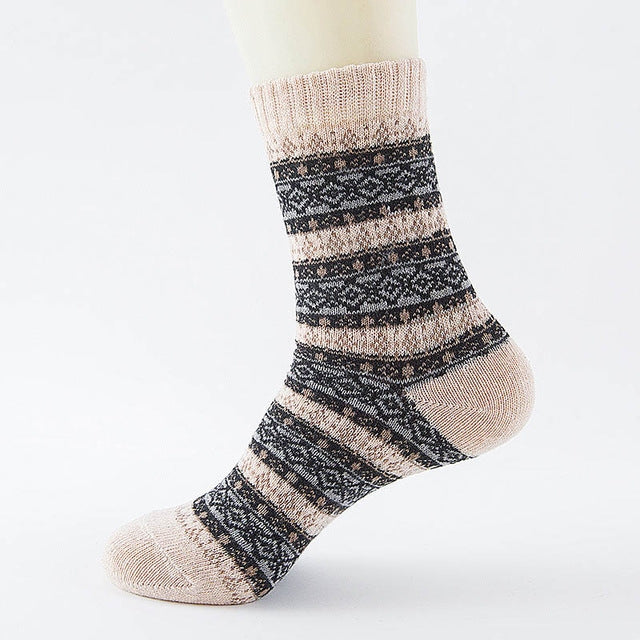 10 Pairs Thick Rabbit Wool National Wind Square Tube Socks for Men