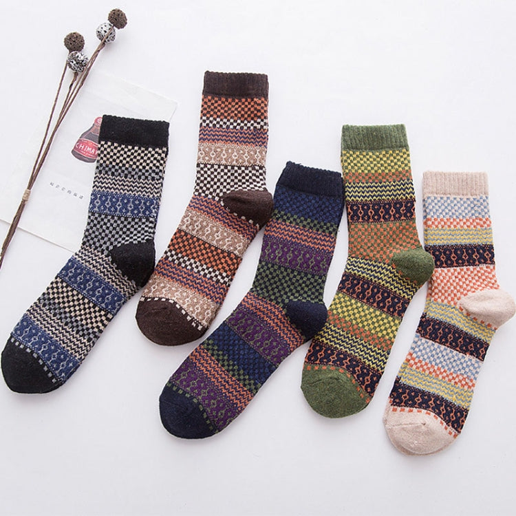 10 Pairs Thick Rabbit Wool National Wind Square Tube Socks for Men