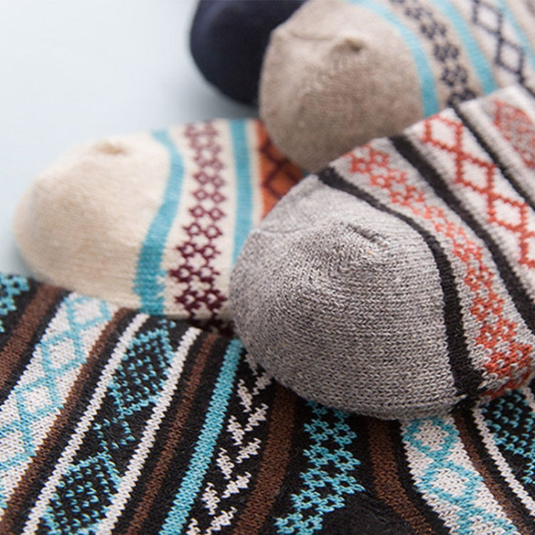 10 Pairs Thick Rabbit Wool National Wind Square Tube Socks for Men