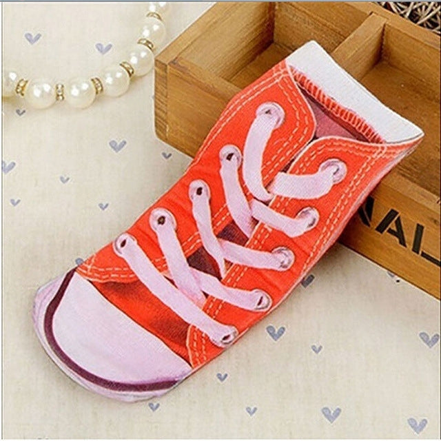 3Pairs 3D Pattern Short Printed Socks Cartoon Straight Ladies Summer Boat Socks