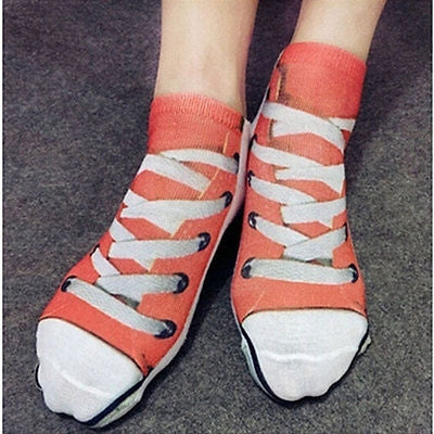 3Pairs 3D Pattern Short Printed Socks Cartoon Straight Ladies Summer Boat Socks