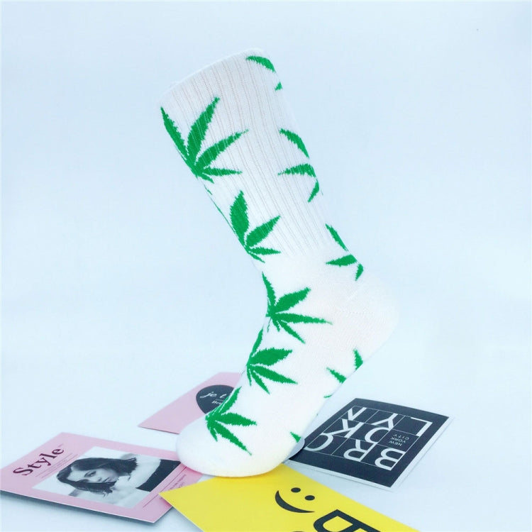 3 Pairs High Tube Hemp Leaves Female Men Trend Wild Maple Leaf Students Cotton European and American Style Socks