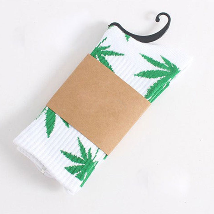 3 Pairs High Tube Hemp Leaves Female Men Trend Wild Maple Leaf Students Cotton European and American Style Socks