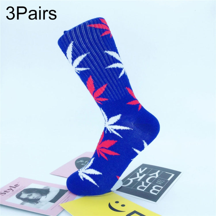 3 Pairs High Tube Hemp Leaves Female Men Trend Wild Maple Leaf Students Cotton European and American Style Socks
