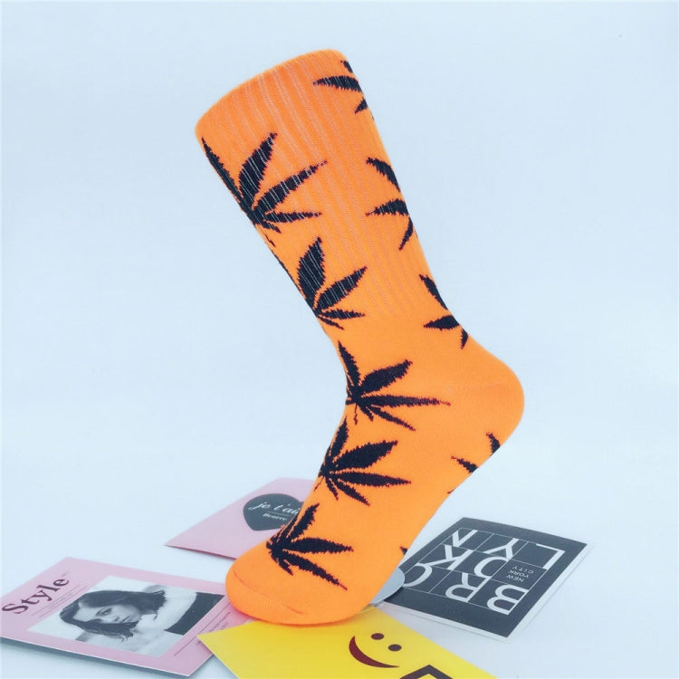 3 Pairs High Tube Hemp Leaves Female Men Trend Wild Maple Leaf Students Cotton European and American Style Socks