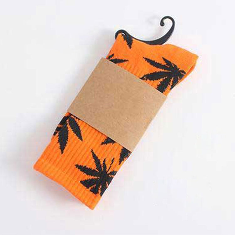 3 Pairs High Tube Hemp Leaves Female Men Trend Wild Maple Leaf Students Cotton European and American Style Socks