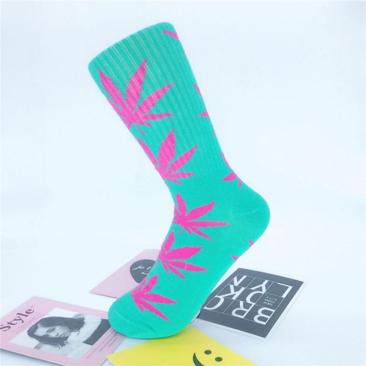3 Pairs High Tube Hemp Leaves Female Men Trend Wild Maple Leaf Students Cotton European and American Style Socks