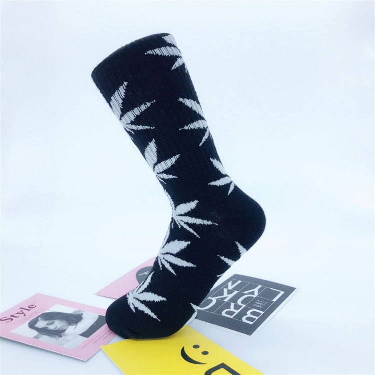 3 Pairs High Tube Hemp Leaves Female Men Trend Wild Maple Leaf Students Cotton European and American Style Socks