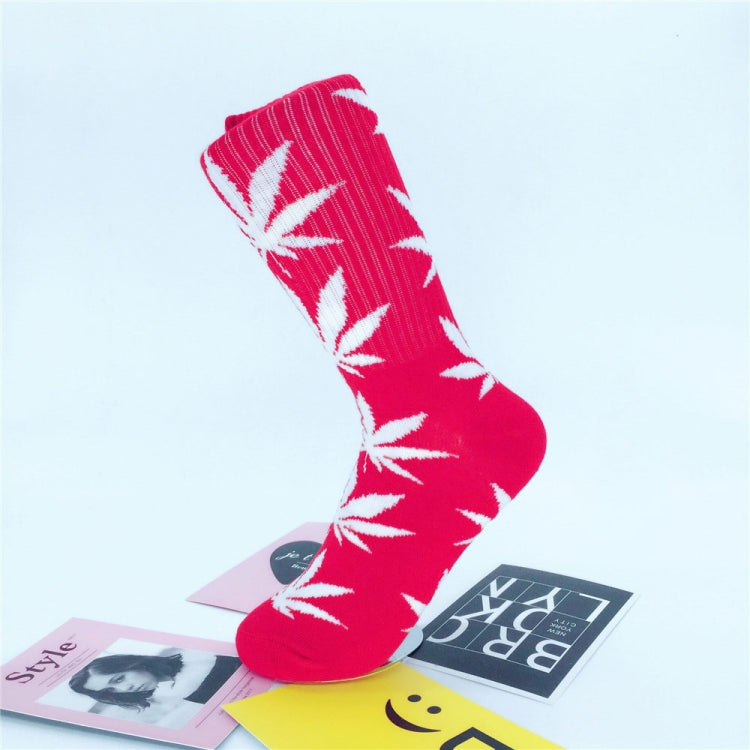 3 Pairs High Tube Hemp Leaves Female Men Trend Wild Maple Leaf Students Cotton European and American Style Socks