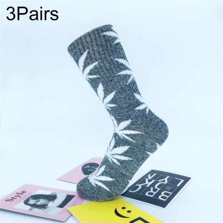 3 Pairs High Tube Hemp Leaves Female Men Trend Wild Maple Leaf Students Cotton European and American Style Socks