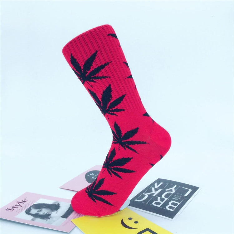 3 Pairs High Tube Hemp Leaves Female Men Trend Wild Maple Leaf Students Cotton European and American Style Socks