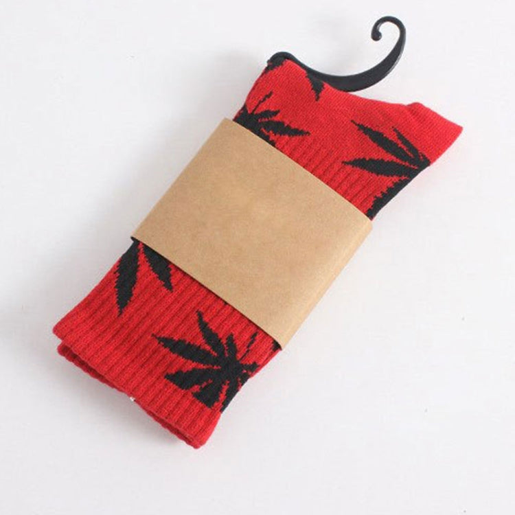 3 Pairs High Tube Hemp Leaves Female Men Trend Wild Maple Leaf Students Cotton European and American Style Socks