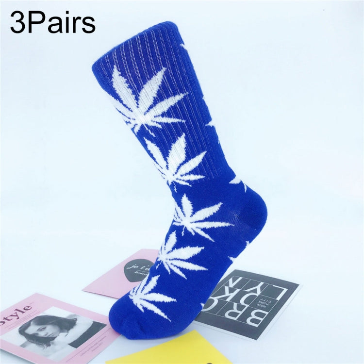 3 Pairs High Tube Hemp Leaves Female Men Trend Wild Maple Leaf Students Cotton European and American Style Socks
