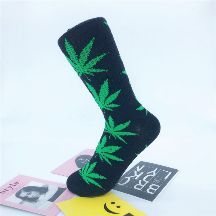 3 Pairs High Tube Hemp Leaves Female Men Trend Wild Maple Leaf Students Cotton European and American Style Socks