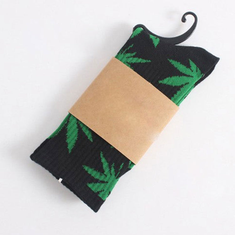 3 Pairs High Tube Hemp Leaves Female Men Trend Wild Maple Leaf Students Cotton European and American Style Socks