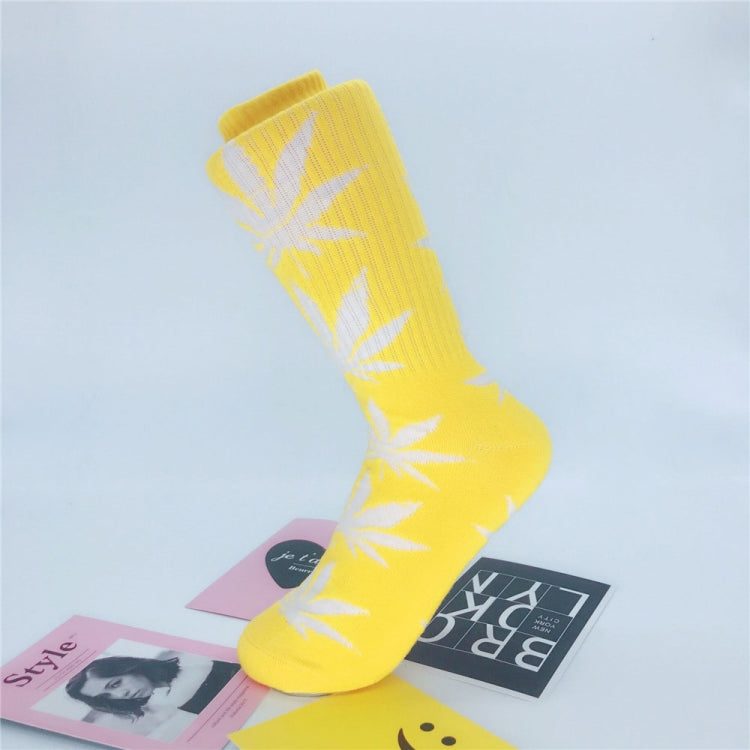 3 Pairs High Tube Hemp Leaves Female Men Trend Wild Maple Leaf Students Cotton European and American Style Socks