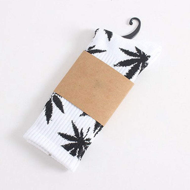 3 Pairs High Tube Hemp Leaves Female Men Trend Wild Maple Leaf Students Cotton European and American Style Socks