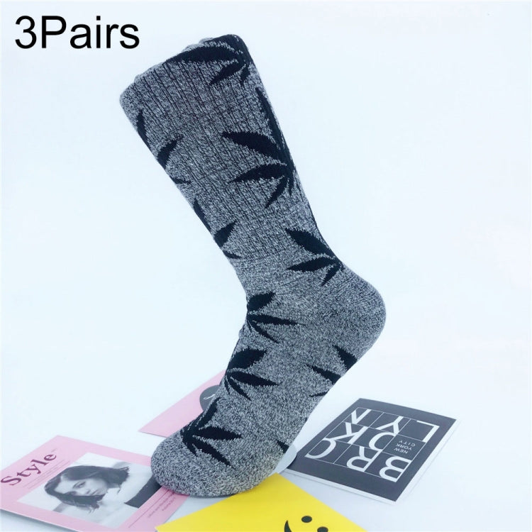 3 Pairs High Tube Hemp Leaves Female Men Trend Wild Maple Leaf Students Cotton European and American Style Socks