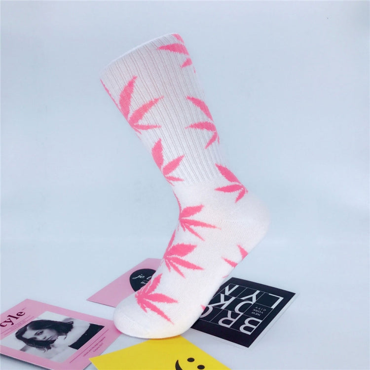 3 Pairs High Tube Hemp Leaves Female Men Trend Wild Maple Leaf Students Cotton European and American Style Socks