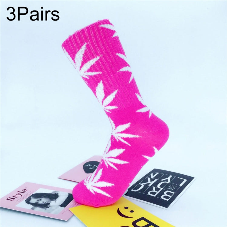3 Pairs High Tube Hemp Leaves Female Men Trend Wild Maple Leaf Students Cotton European and American Style Socks