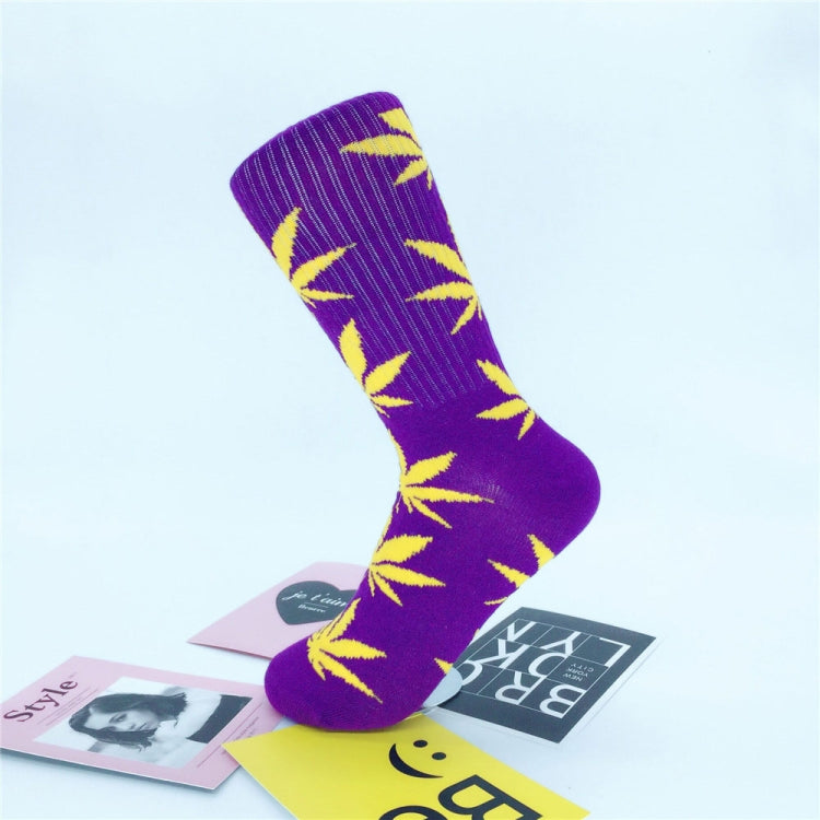3 Pairs High Tube Hemp Leaves Female Men Trend Wild Maple Leaf Students Cotton European and American Style Socks