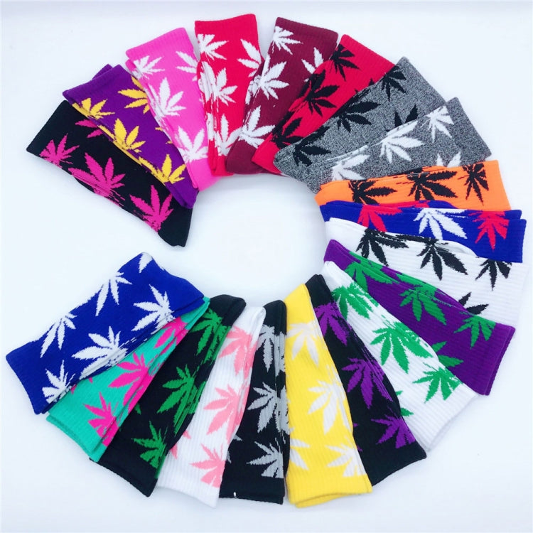 3 Pairs High Tube Hemp Leaves Female Men Trend Wild Maple Leaf Students Cotton European and American Style Socks
