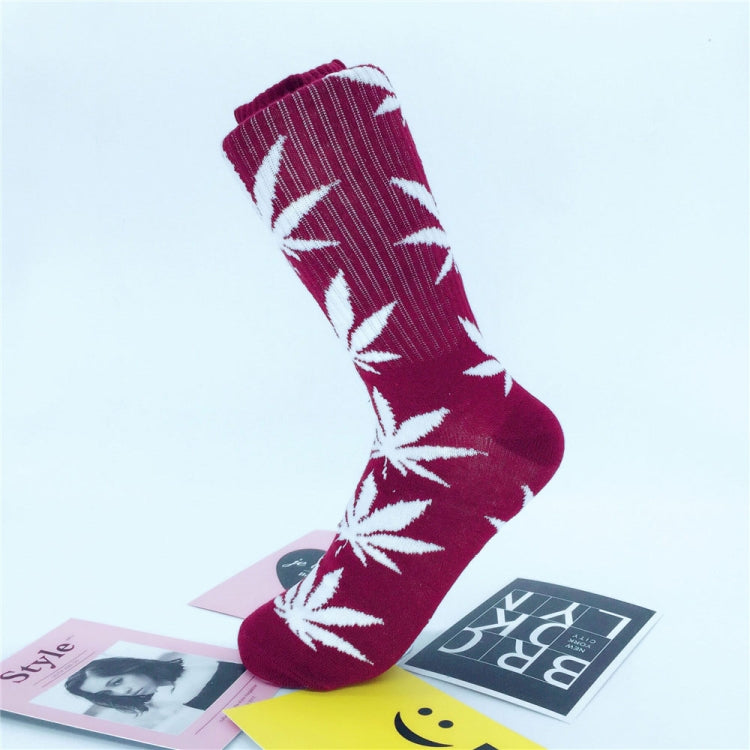 3 Pairs High Tube Hemp Leaves Female Men Trend Wild Maple Leaf Students Cotton European and American Style Socks