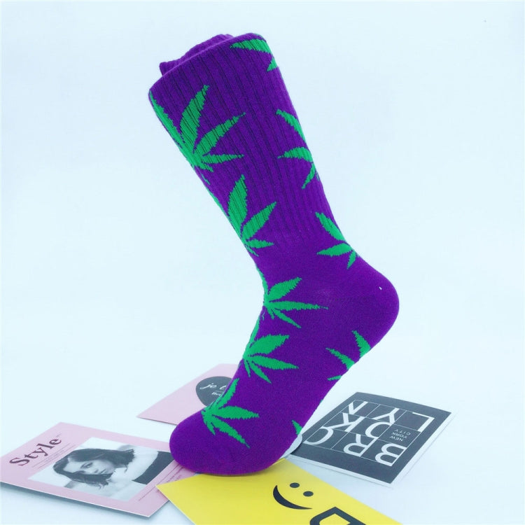 3 Pairs High Tube Hemp Leaves Female Men Trend Wild Maple Leaf Students Cotton European and American Style Socks