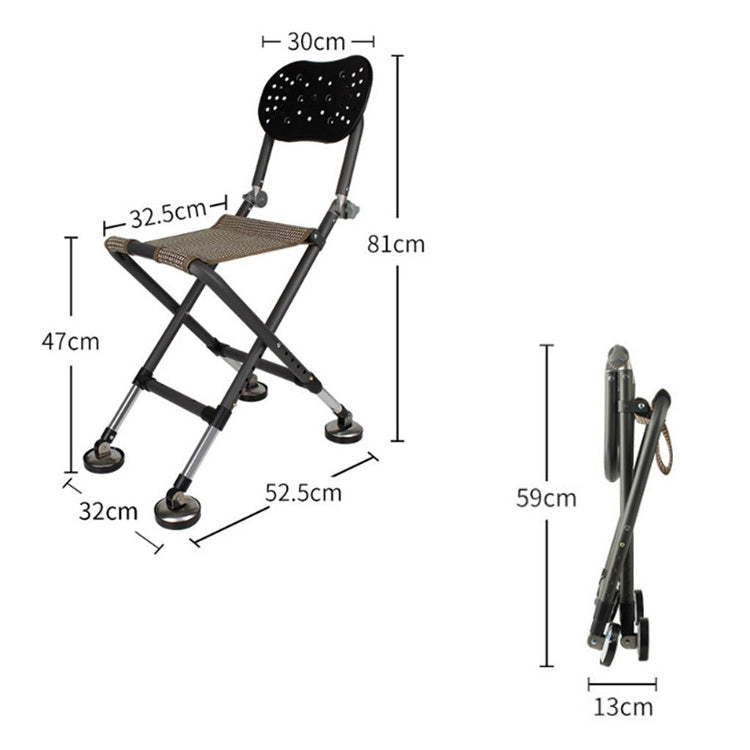 Outdoor Fishing Folding Chair Stool Foldable Portable(Black)