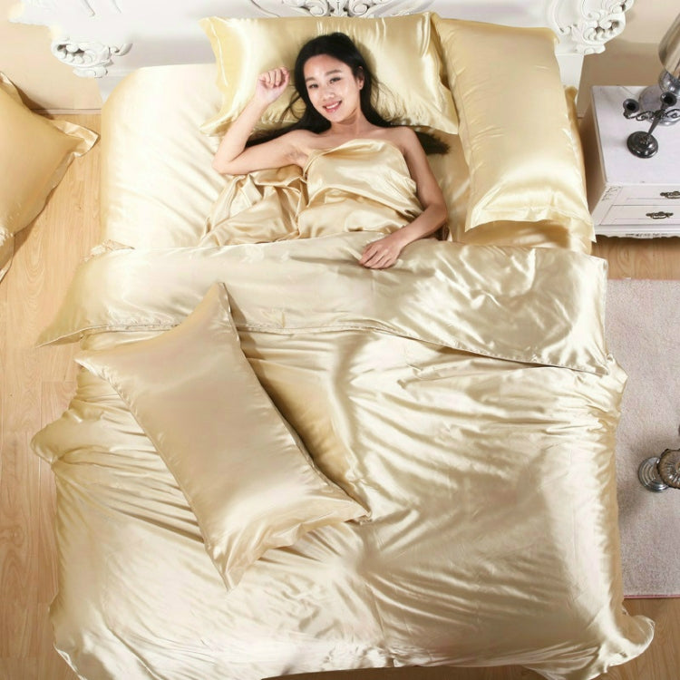 Pure Satin Silk Bedding Set Home Textile Bed Set Bedclothes Duvet Cover Sheet Pillowcases, Size:2.2m bed four-piece set