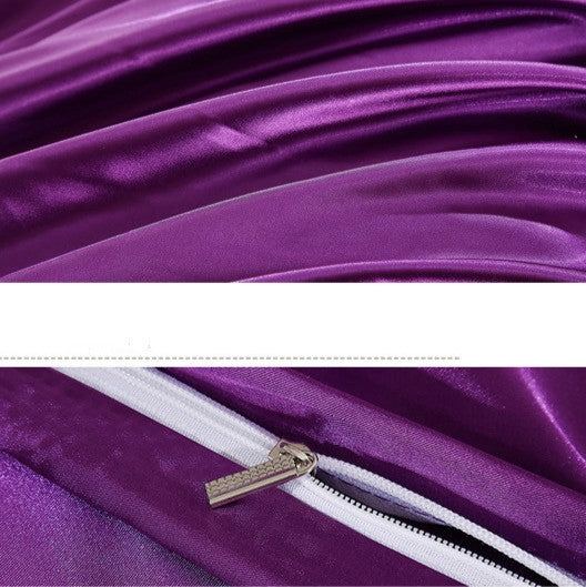 Pure Satin Silk Bedding Set Home Textile Bed Set Bedclothes Duvet Cover Sheet Pillowcases, Size:1.2m bed three-piece set