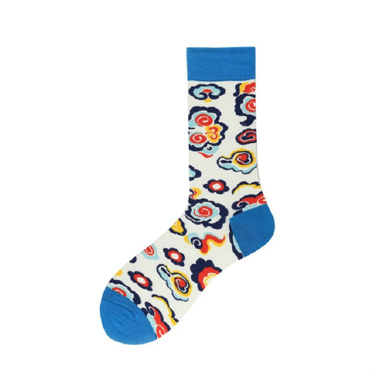 3 Pairs Fashion Colorful Pattern Soft Breathable Cotton Socks, Size:One Size