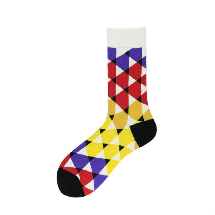 3 Pairs Fashion Colorful Pattern Soft Breathable Cotton Socks, Size:One Size