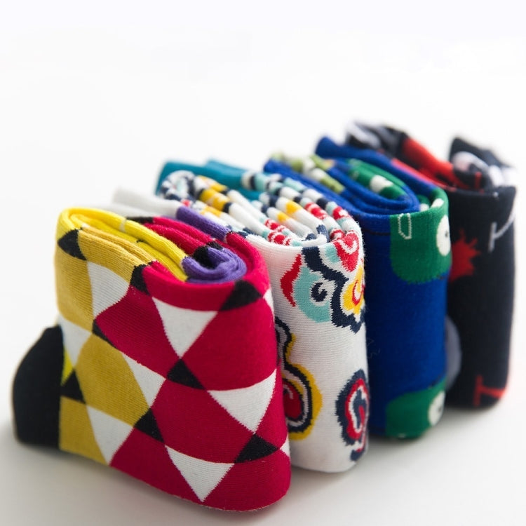 3 Pairs Fashion Colorful Pattern Soft Breathable Cotton Socks, Size:One Size