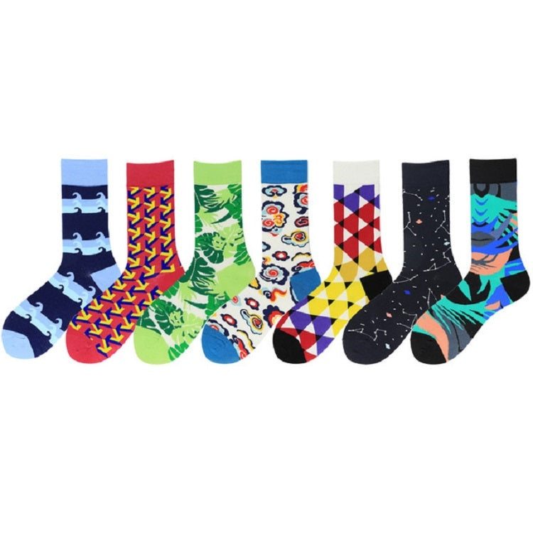 3 Pairs Fashion Colorful Pattern Soft Breathable Cotton Socks, Size:One Size