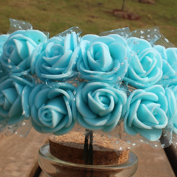DIY Mini Foam Rose Artificial Flower Bouquet Multicolor Rose Wedding Flower Decoration Scrapbooking Fake Rose Flower