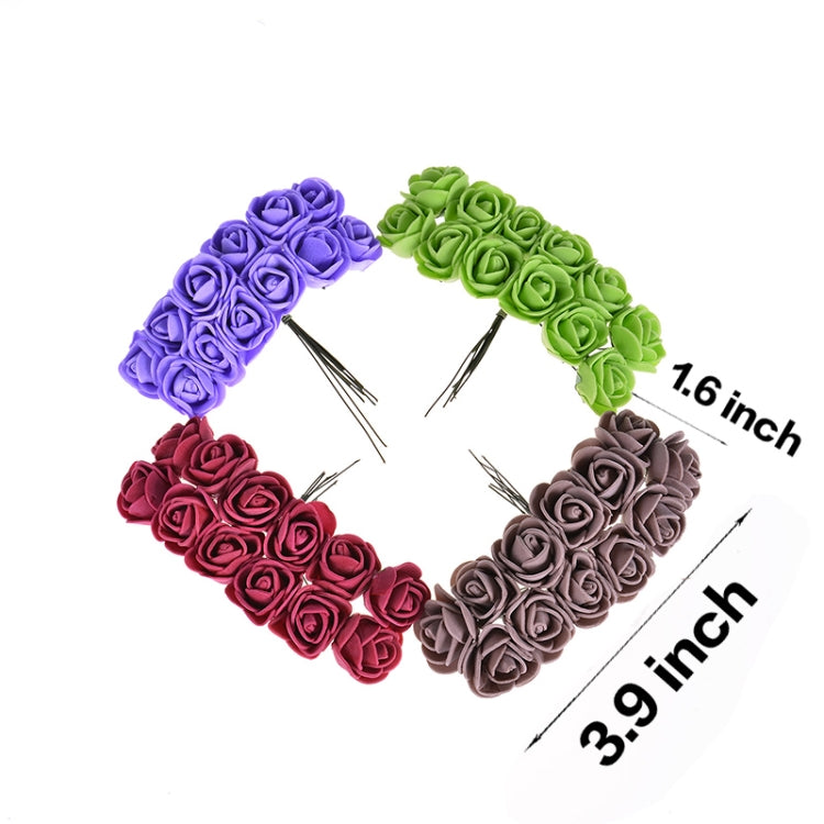 DIY Mini Foam Rose Artificial Flower Bouquet Multicolor Rose Wedding Flower Decoration Scrapbooking Fake Rose Flower