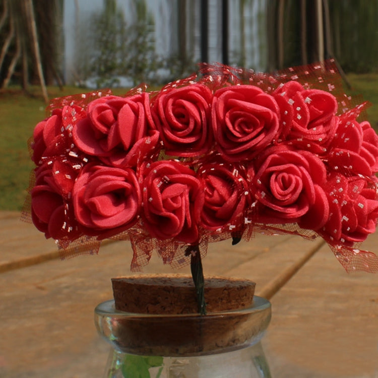 DIY Mini Foam Rose Artificial Flower Bouquet Multicolor Rose Wedding Flower Decoration Scrapbooking Fake Rose Flower