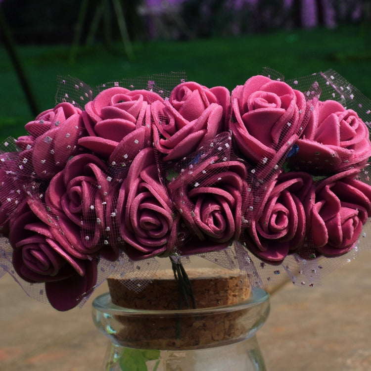 DIY Mini Foam Rose Artificial Flower Bouquet Multicolor Rose Wedding Flower Decoration Scrapbooking Fake Rose Flower