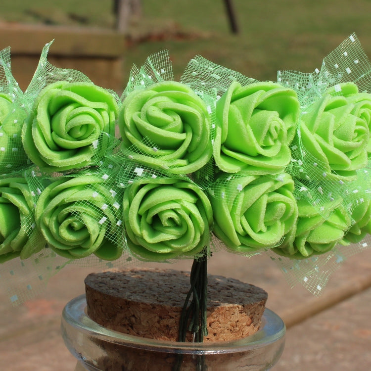 DIY Mini Foam Rose Artificial Flower Bouquet Multicolor Rose Wedding Flower Decoration Scrapbooking Fake Rose Flower