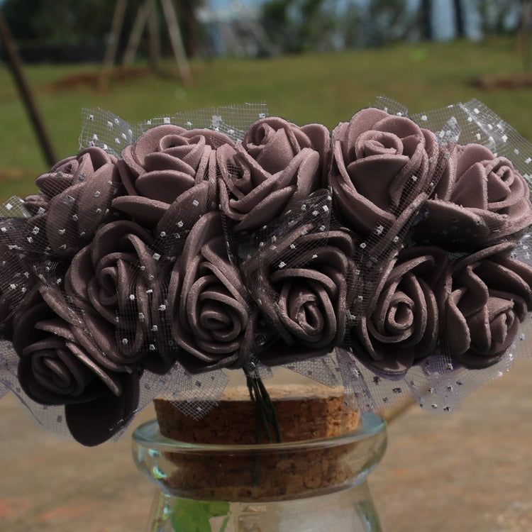 DIY Mini Foam Rose Artificial Flower Bouquet Multicolor Rose Wedding Flower Decoration Scrapbooking Fake Rose Flower