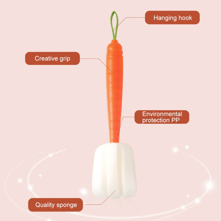 5 PCS Carrot Shape Cup Brush With Long Handle No Dead Corner Sponge Cleaning Brush Remove Tea Stains Baby Bottle Small Brush Random Style Delivery