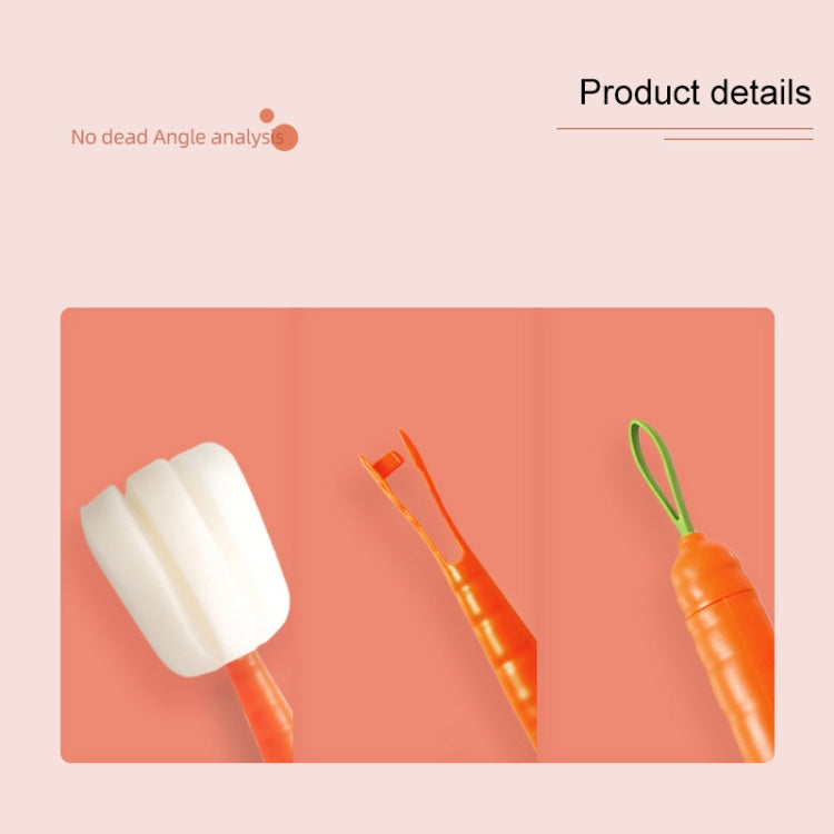5 PCS Carrot Shape Cup Brush With Long Handle No Dead Corner Sponge Cleaning Brush Remove Tea Stains Baby Bottle Small Brush Random Style Delivery