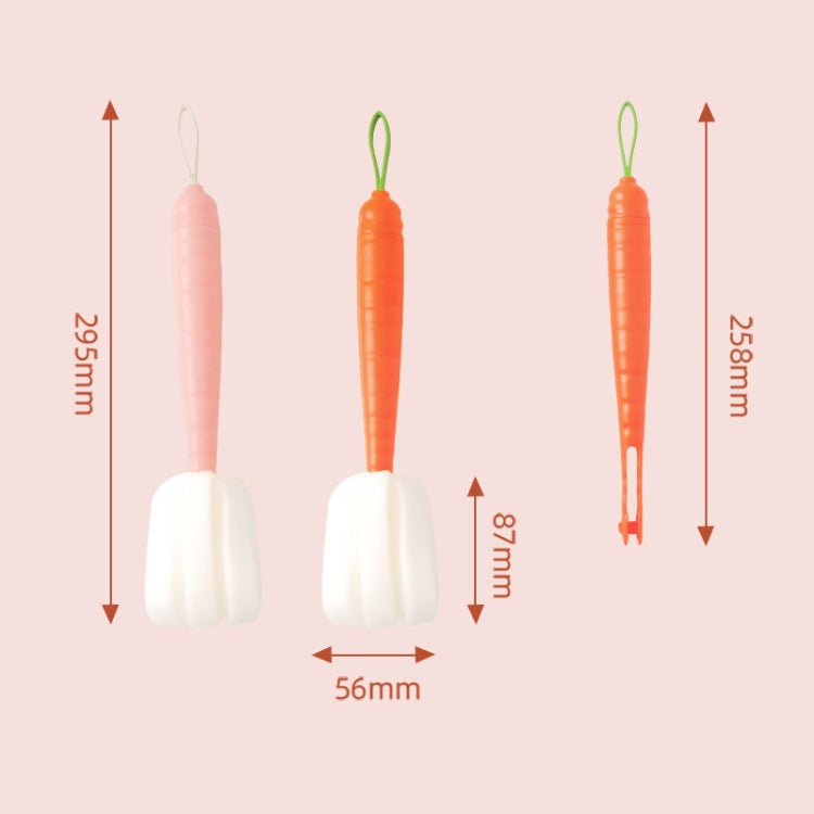 5 PCS Carrot Shape Cup Brush With Long Handle No Dead Corner Sponge Cleaning Brush Remove Tea Stains Baby Bottle Small Brush Random Style Delivery
