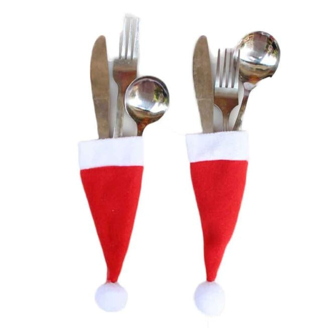 5 PCS Christmas Decorative Tableware Knife Fork Holders Pockets Diet Tools Decor Bag